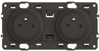 LEGRAND - Prise Electrique Double avec Terre Céliane Surface Confort - Prise Affleurante avec Socle Rétractable - Noir - A compléter avec une plaque