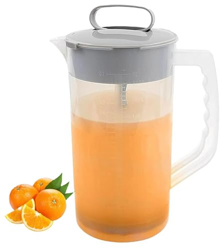 Pichet Mélangeur Pour Boissons, Pichet Mélangeur Anti-fuite De 2000 Ml Avec Buse Large, Pichet Transparent Hermétique Avec Piston Et Lame À Presser Pour Boissons