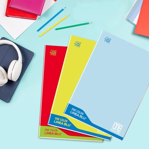 Blasetti Linea Blu - 6 Maxi Quaderni Didattici C5 - Carta 100 g/m² - 72 Facciate + Risguardo - Righe per Scuola Media e Superiore, Scrittura Fluida - Colori Assortiti