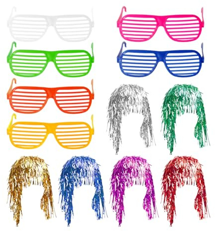 GTYHH 6 Pièces De Perruques en Aluminium Et 6 Pièces De Lunettes De Fête, Accessoires De Cosplay, Accessoires De Tenue De Fête, Perruques Amusantes, Perruques À Paillettes
