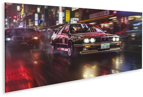 islandburner Cuadro sobre lienzo clásico en la velocidad urbana iluminada por neón para garaje aficionado al coche taller imágenes murales póster