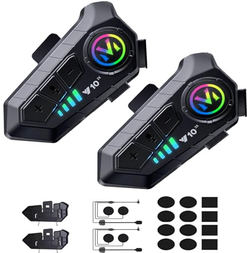 Motorcycle Helmet Bluetooth Intercom IP65 Waterproof Talk Noise Cancelling Dual Communication, 1000mAh Long-Lasting Battery, Helmet Talk Intercom Headset for Riders and Outdoor Adventures (2 Pack)