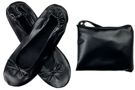 Ballerine portatili pieghevoli da donna Pantofole arrotolabili con suola morbida Slip OnComode scarpe basse da viaggio for matrimonio da viaggio con borsaScarpe basse pieghevoli da donna Scarpe Basse