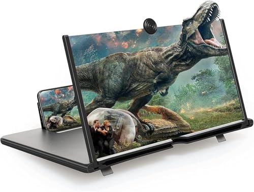 Boffett Lupa para móvil 18 Pulgadas,Amplificador de Pantalla para movil, 3D HD Plegable Amplificador de Pantalla para Ver vídeos de películas, para con Todos los Smartphones (Negro)