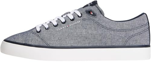 Tommy Hilfiger Uomo Sneakers Vulcanizzate Chambray Profilo Basso, Blu (Desert Sky), 43