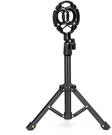 Jeffergarden Support de Microphone de Bureau Réglable Stand de Trépied pour la Table pour L'enregistrement en Streaming en Prenant des Photos avec Un Support de Micro