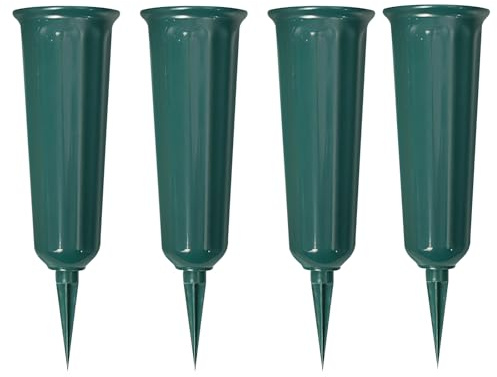Vaso per tomba, 4 pezzi, in plastica, per mazzi di fiori, per tomba, riutilizzato, per cimitero, per mazzi di fiori, per raccogliere mazzi di fiori