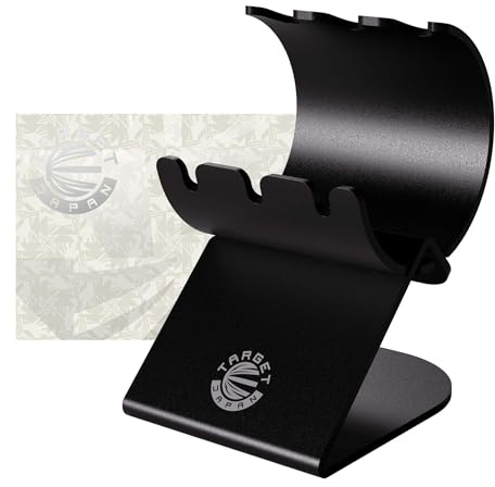 Target Japan Dart Stand | 3 Darts Display, DS3 02 Metal Stand for Steel or Soft Tip Darts Matte Black Finish