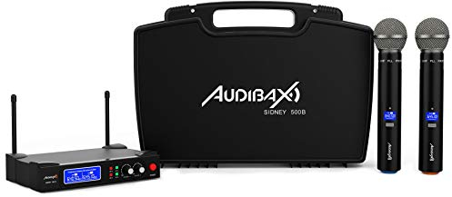 Audibax Sidney 500 B Micrófono Inalámbrico Profesional UHF Doble Mano + Maleta