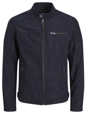 JACK & JONES Kunstlederjacke Herren,Schwarz (Jet Black/Fake Suede),XS