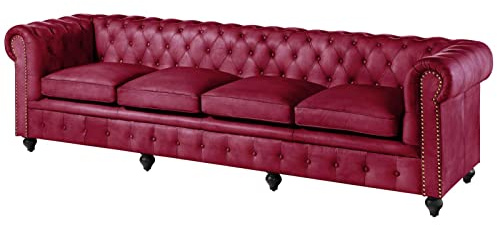 Divano 4 Posti rosso 274x82x75 cm (BxTxH) CHESTERFIELD #404