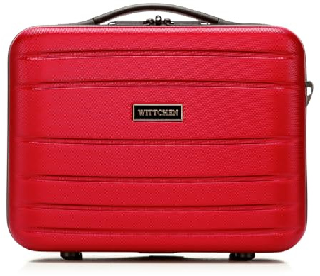 WITTCHEN Necessaire da viaggio Custodia per cosmetici Valigia da viaggio Bagaglio a mano Valigia cabina Valigia in ABS Borsa da toilette Rigido Globe Line Rosso Ryanair/ITA Airways