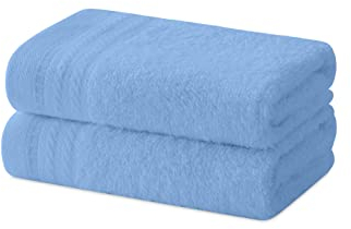 Degrees Home - Juego de 2 Toallas de Bidé - Toallas de Baño - 100% Algodón - 480 g/m2 - 30x50 cm - Celeste