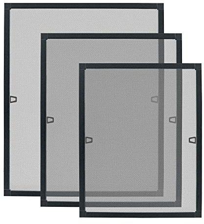 UISEBRT Moustiquaire pour fenêtre - Avec cadre en aluminium - Moustiquaire - Cadre de serrage sans perçage - 100 x 120 cm - Anthracite