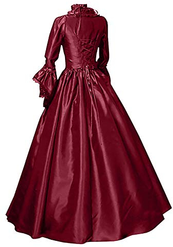HOOUDO Mittelalterlicher Rock Lang Damen Frauen Vintage Retro Gothic Langarm Kapuzenkleid Lange Kleider Kleider Mittelalterliches Hoodie-Cosplay