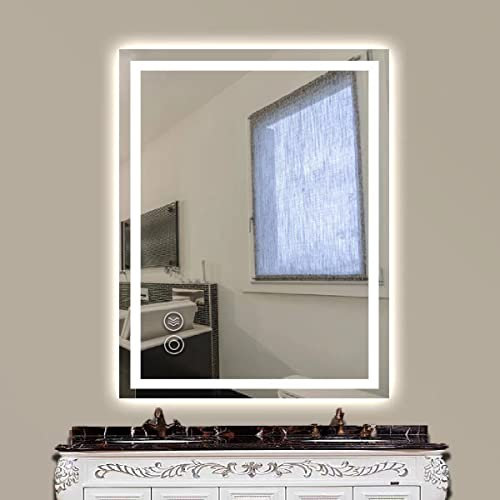 Panana Miroir LED Salle de Bains avec éclairage, LED Miroir de Vanité Muraux, Anti-buée, Vertical et Horizontal (60 x 80 cm)