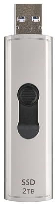 Transcend ESD320A 2TB Portable SSD, 10Gbps USB-A External Drive, Up to 1050MB/s, Retractable & Cable-Free, Premium Metal Case TS2TESD320A