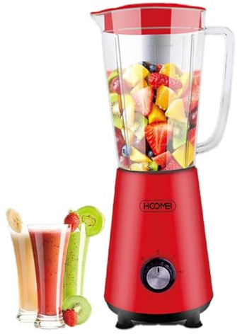 Frullatore Elettrico da Tavolo 1L 350W per Verdure e Frutta, Tritatutto Cucina con 2 Velocita piu Modalita Impulso + Lame in Acciaio Inox (Rosso)