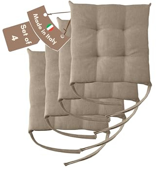 Il Tuo Artigiano Design Set 4 o 6 Cuscini per Sedie da Cucina Made in Italy - Cuscini Sedie Cucina set da 6 40x40 cm spessore 6 cm - Imbottiture in Spugna e Soffice acrilico (4, Beige)