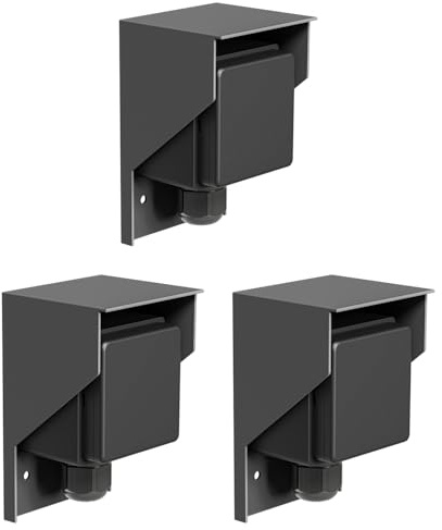 ledscom.de 3 Stück Aufputz Steckdose PIWI für außen, IP44, 1-fach, anthrazit