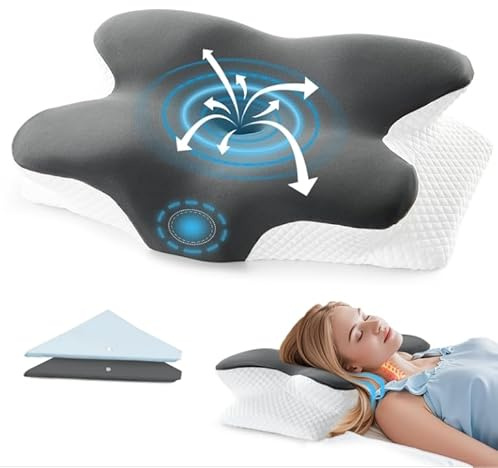 BRO Cervical Memory Foam Pillow with 2 Pillowcases for Neck&Shoulder Pain