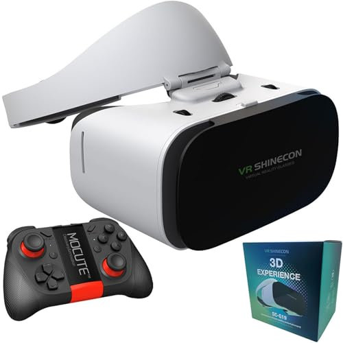 CXCZFG Visore VR Telefono Controller, Occhiali Realtà Virtuale Cuffie Stereo Occhiali 3D, Occhiali VR TV, Film, Videogiochi(050)