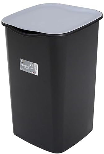Sicignano - Poubelle Collecta Différenciée 50L - Couvercle Basculant Couleurs Gris, Bleu, Jaune, Vert - Pour Papier, Plastique, Verre, Indifférenciée - Made in Italy (2, Indifférenciée)
