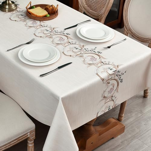 Plenmor Mantel Hule Mesa Rectangular 137x185cm Mantel Antimanchas Rectangular, Manteles Impermeable PVC Kitchen, Picnic, Exterior, Cumpleaños (Flower-A)