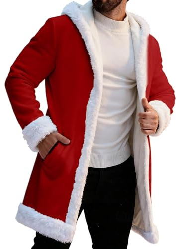 Generisch Costume de Père Noël pour homme, Costume de Noël pour homme Sweat à capuche Polaire Amusant Oversize Veste de Noël Cardigan Manteau de Fête Veste Manteau à Capuche avec Capuche, #11, S