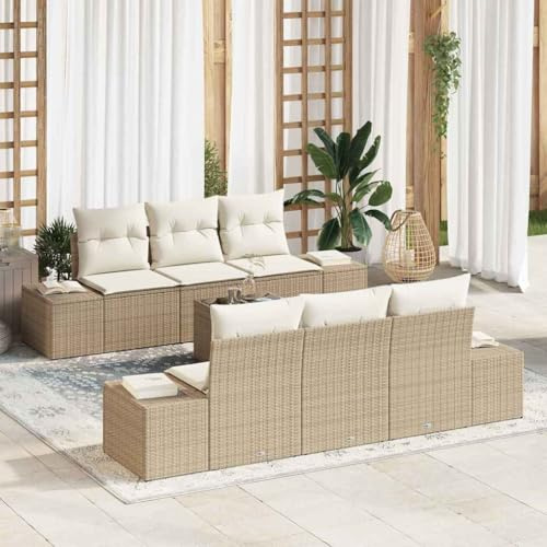 Frdhee Panca da giardino ad angolo, divano da giardino, 7 pezzi, beige e crema, 55 x 55 x 37 cm, per balcone, terrazza, giardino, facile da montare, liberamente combinabile