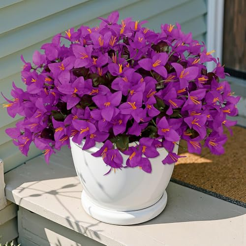 SOMYTING 4 Mazzi di Fiori Artificiali Come Veri Fiori Artificiali Bouganville Artificiali Piante da Balcone Resistenti alle Intemperie Fiori in Seta (Violet)