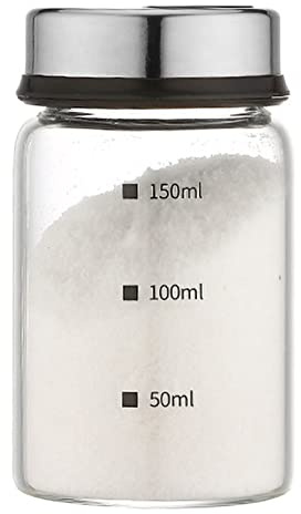 Riuulity Barattolo per Condimenti in Vetro da 150 Ml con Scala 4 Uscite, Contenitori per Spezie Facili da Usare Contenitore per Polvere di Peperoncino da per Feste, Saliera Trasparente Bottiglie