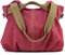 LOSMILE Damen Leinwand Handtasche Schultertasche Leinentasche Umhängetasche Tragetasche Henkeltasche Hobo Tasche (Rote)