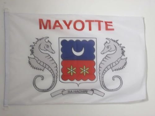 AZ FLAG - Drapeau Mayotte - 45x30 cm - Pavillon Nautique Mahorais - France Spécial Bateau Et Extérieur En Maille Bloquée Avec Anneaux Plastiques Intégrés - 30g