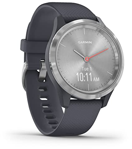 Garmin vívomove 3S (40 mm), Smaller sized, Hybrid Connected GPS Smartwatch with Real Watch Hands, Hidden Touchscreen Display and up to 5 days battery life, Granite Blue