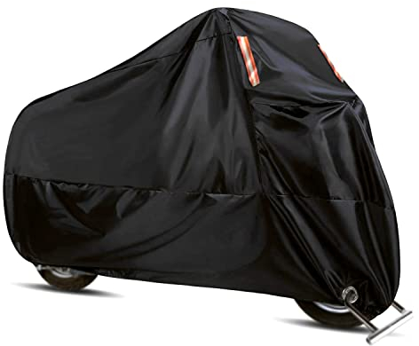 WinPower Universal Thicken Motorcycle Cover Waterproof Windproof Anti Dust Rain UV Indoor Outdoor Protection with Lock-holes Storage Bag 116 x 43 x 55 inch, Xlarge/XXXXL