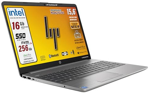 HP 250 G8 Ordinateur portable portable portable Intel 4120 4 Core, SSD de 512 Go Full HD 15.6, DDR4 16 Go, Wi-Fi, 3 USB dont 1 Type-C, Webcam HD, Win 11 Pro, Prêt à l'emploi, Gar. Italia