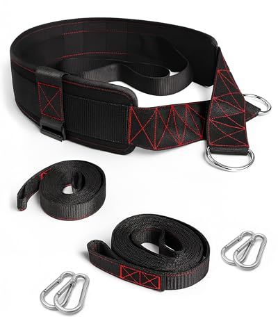 THEFITGUY Sled Pulling Belt, Adjustable Closure, 2 Straps & 4 Hooks - for Multidirectional Resistance Training, Strength and Agility