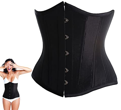 Morices Women's Waist Training Corsets, Black Sexy Underbust Corset Bustier with G-String, Vintage Boned Corset Party Bustier Cami Tops