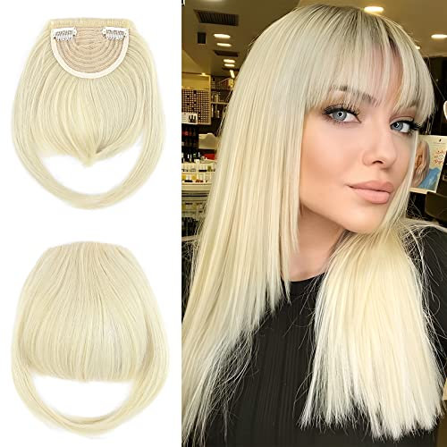 Elailite Frangia Capelli Clip Frangetta Frontale Voluminoso 30g Extension Hair Bang Fringe Hairpiece Posticci Donna # Biondo Chiarissimo