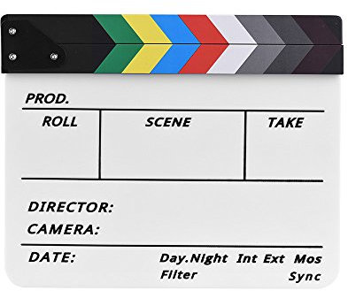 Pizarra acrílica profesional de borrado en seco para director, película de televisión, director de película, corte de escena de acción, pizarra con marcador borrador