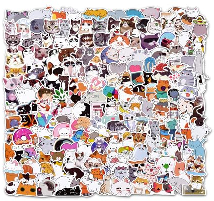 Willingood Aufkleber wasserdichte Vinyl Aufkleber [200 st¨¹cke, katzenmuster] Graffiti Stil Aufkleber f¨¹r Auto motorr?der Fahrrad Skateboard Snowboard gep?ck Laptop Aufkleber MacBook iPad und mehr
