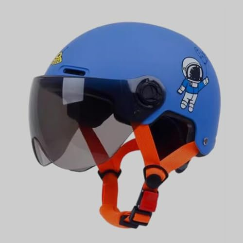 QJWMatic Casque De Moto Enfant Garçons Filles Visage Ouvert Demi-Casque Cyclomoteur Jet Casque avec Visière pour 2-14 Ans A,47-55CM