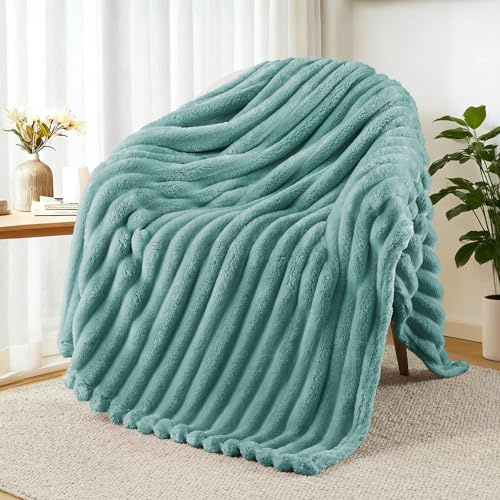 Exclusivo Mezcla Verde Grisáceo Manta Sofá - Manta Franela para Cama, Manta Polar, Doble Cara Suave, Fácil Cuidado y Ultra Ligera, Todas Estaciones, 130x150 CM