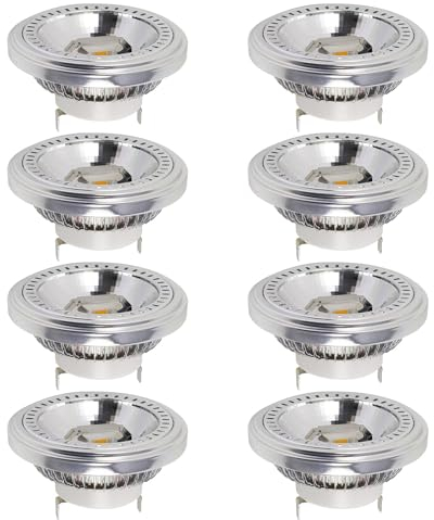 PAZWAHF AR111-Lampe, G53-Reflektor-Flutlicht, 15 Watt, COB, 1400 Lumen (entspricht 120 W ES111), 60-Grad-Abstrahlwinkel, Strahler, AC 85 V – 265 V, Nicht dimmbar (8 Stück)
