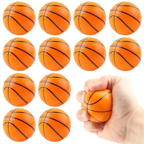Augesak 12 Pezzi Palla Antistress Pallacanestro, Stress Ball, Palline Squishy Squeeze Antistress in Schiuma, Stress Toys per Festa, Premi, Regali di Compleanno