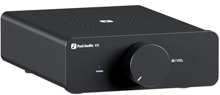 Fosi Audio V3 Mini Verstärker, 300Wx2 Stereo Verstärker Hifi mit TPA3255 Amp Chip & Austauschbare Op-Amps, Innovatives Wärmeabfuhrdesign, Endstufe Hifi mit Lautstärkeregelung (KEIN Netzadapter)
