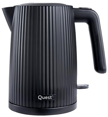 Quest 1.5 Litre Cordless Kettles/Stylish Modern Grooved Design/Spout Filter/Overheat Protection / 3000W Fast Boil (Black)