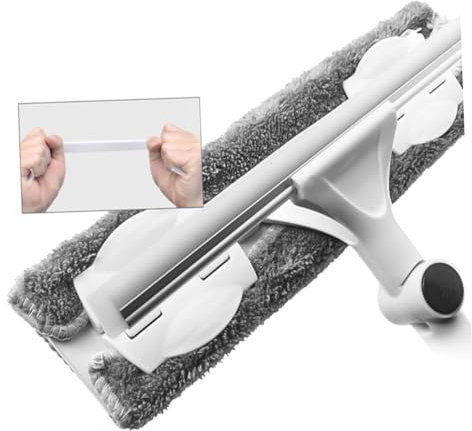 HAWILLOSCH Spazzola Per Pulizia Superfici Strumento Pulizia Finestre Domestiche Spazzola Doppia Bianca Manico Lungo Telescopico Acciaio Inossidabile