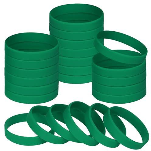 NAHRMY 24 Pezzi Braccialetti Elastici in Silicone per Bambini Ragazze Ragazzi 6.3 Pollici Verde, Braccialetto Polsini in Gomma Silicone per Sportive Scuola Feste Insegnante
